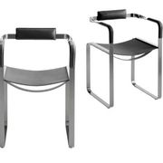 Wanderlust bar stools with black backrest and metal.