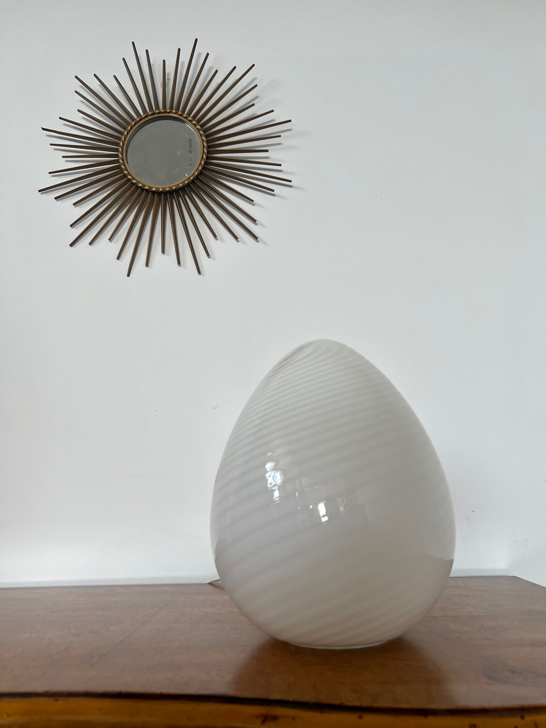 Old Ridged Glass Egg Lamp Design Vetri Murano vintage egg