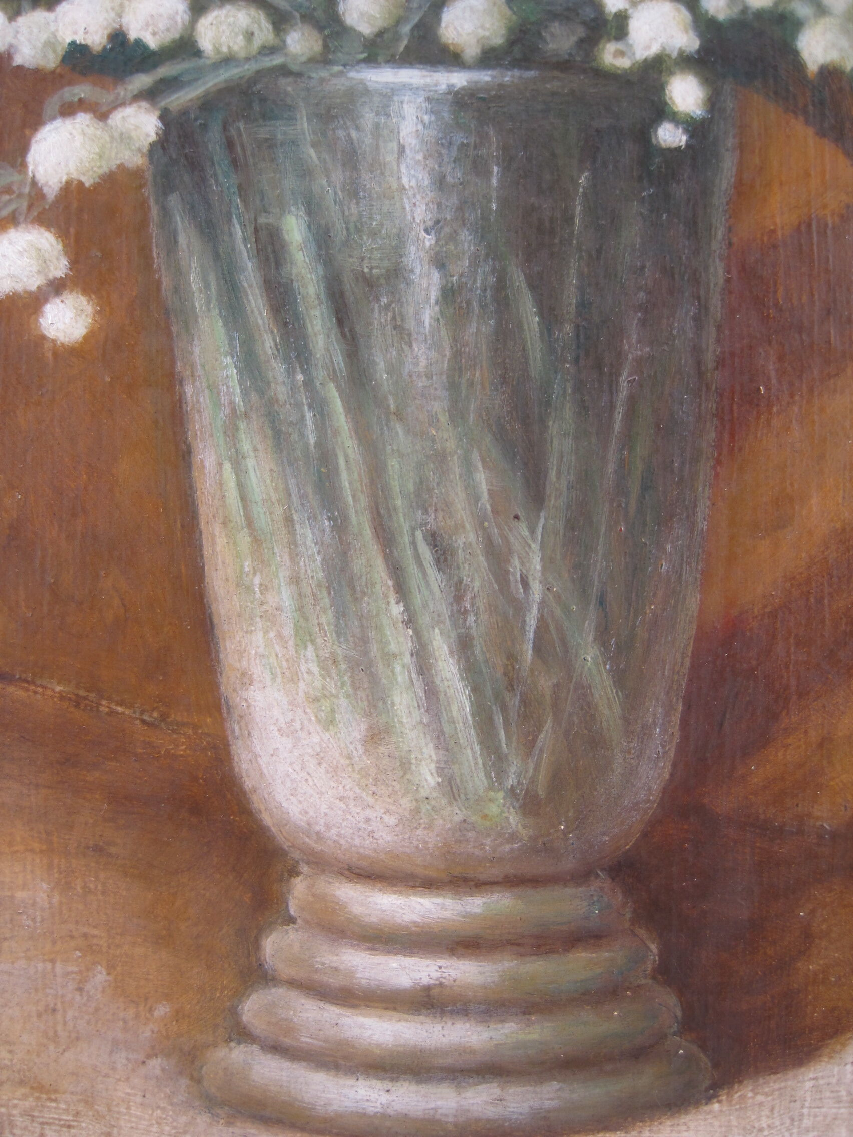 Peinture à l'huile XX ème , Bouquet printanier de Muguet , signé ANDRE DANTY 1966