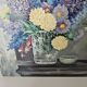 Oil on panel painting - still life flowers lilacs dahlias signed d alrer