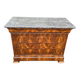 Commode Louis Phillipe en ronce de noyer et dessus en marbre noir
