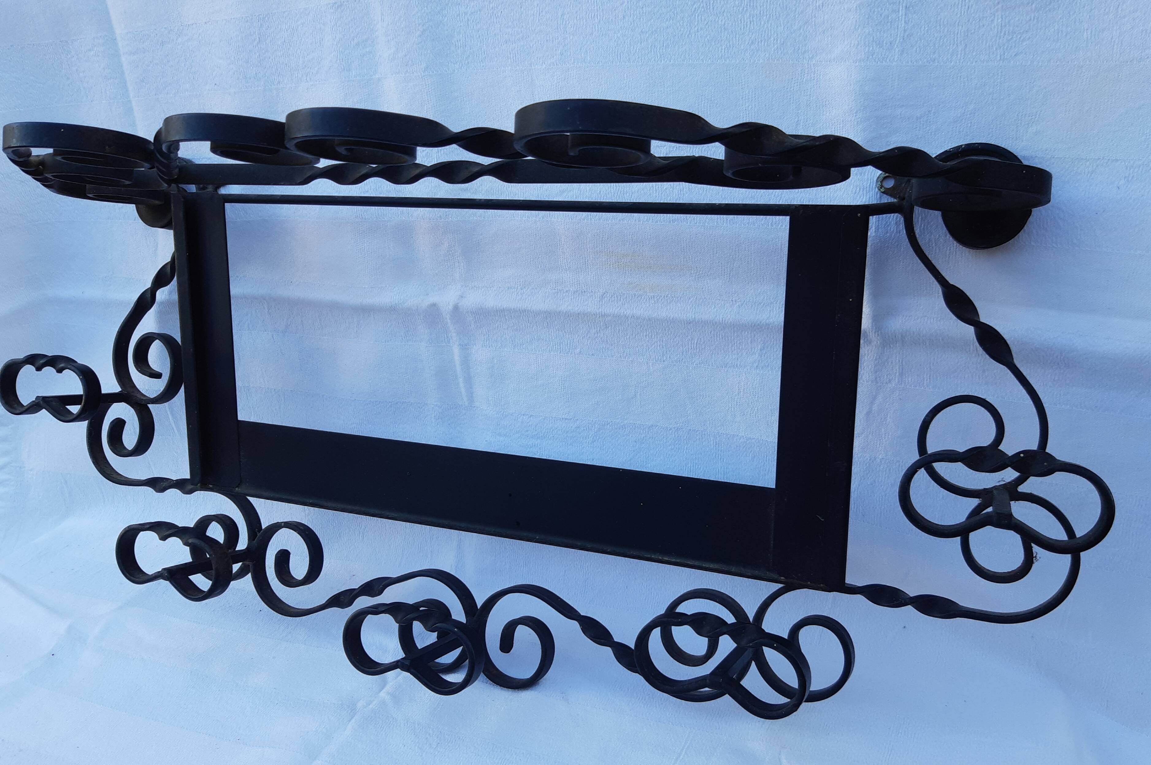 Art deco wrought iron coat hanger