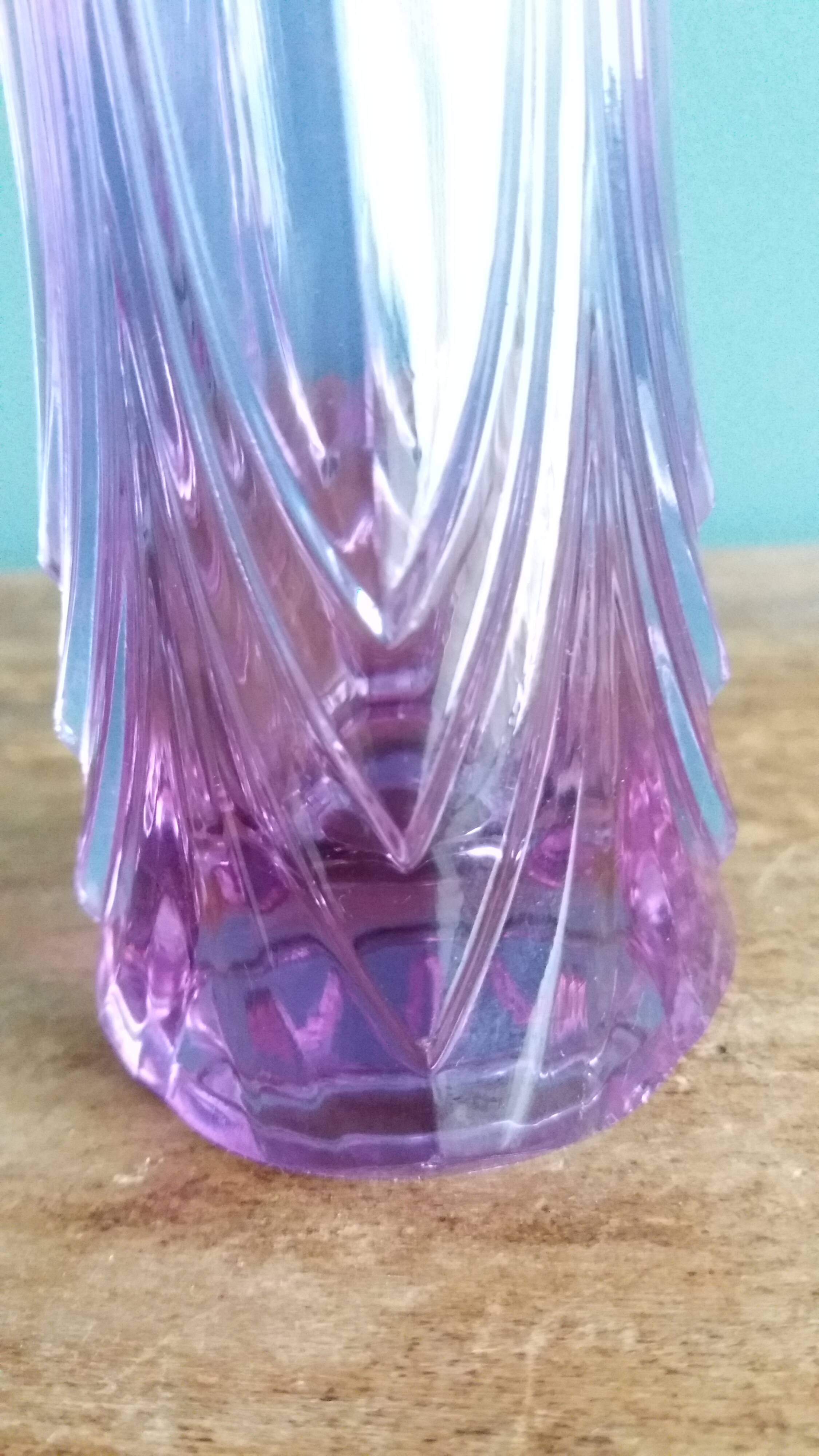Violet mauve cut crystal soliflore vase, Cristal d’Arques