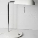 Table lamp in metal and gray porcelain from 1960, original articulated and restored