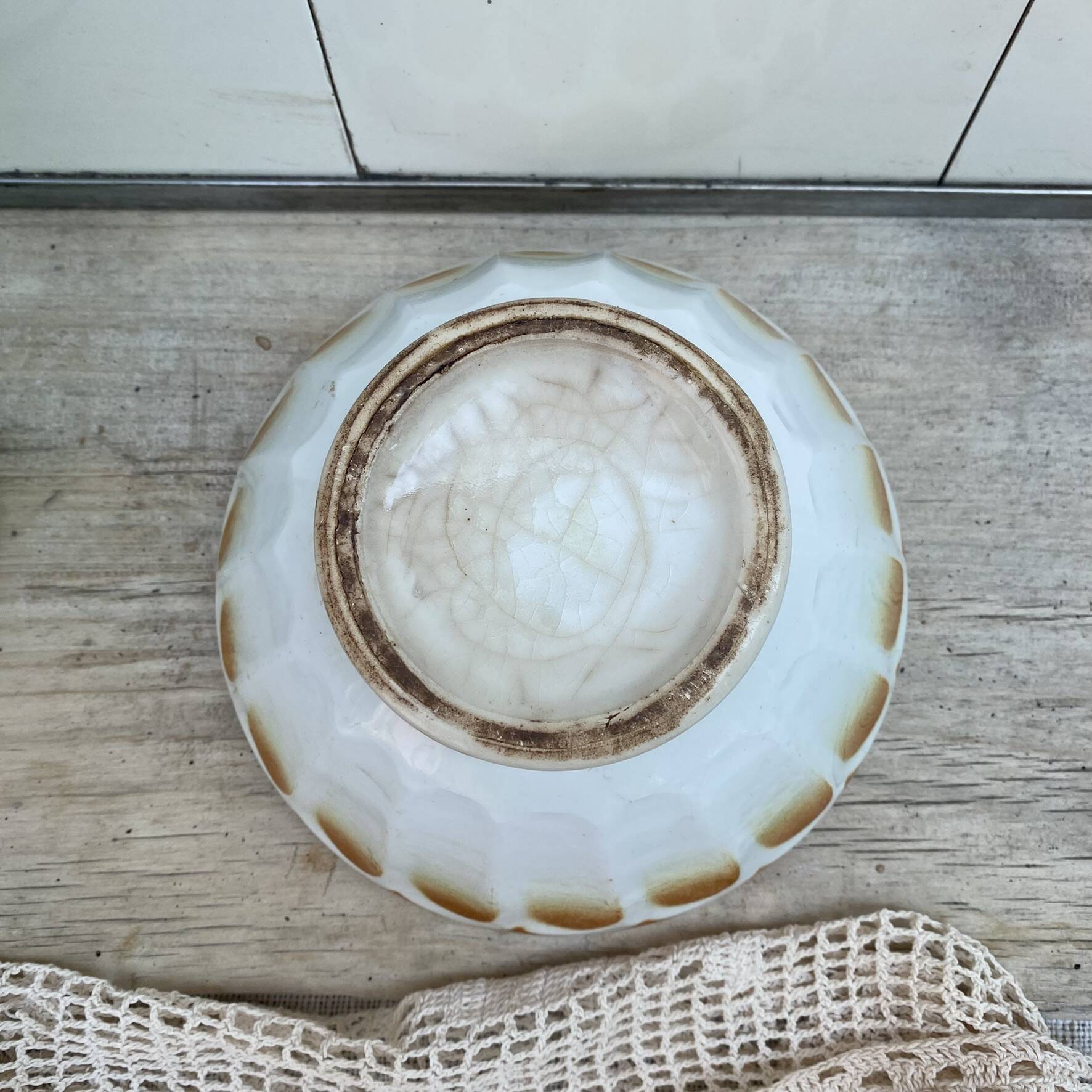 Large antique bowl Digoin Sarreguemines 1950s