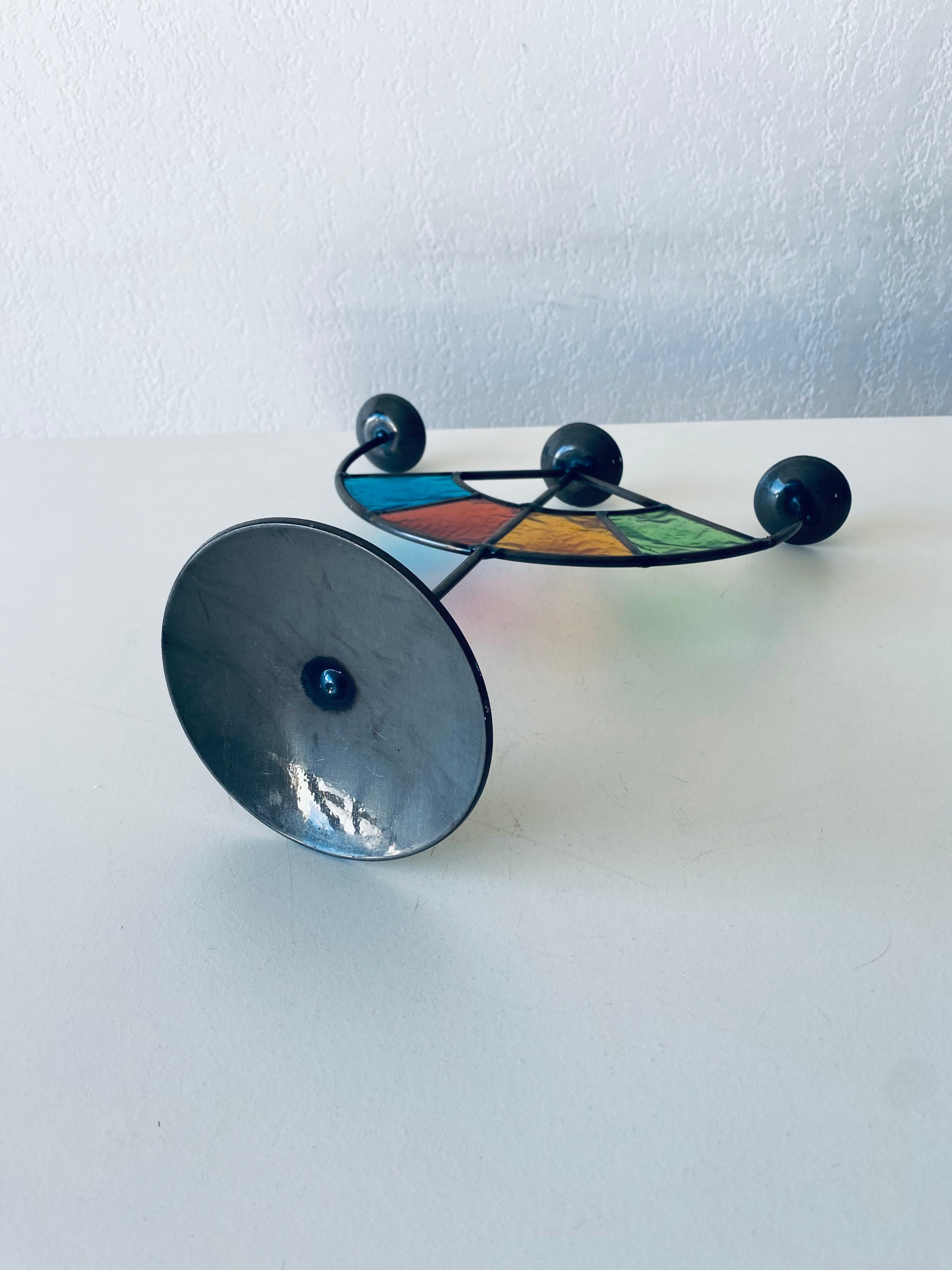 Colorful stained glass candle holder