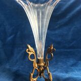 Vase cornet en cristal et bronze XIX eme