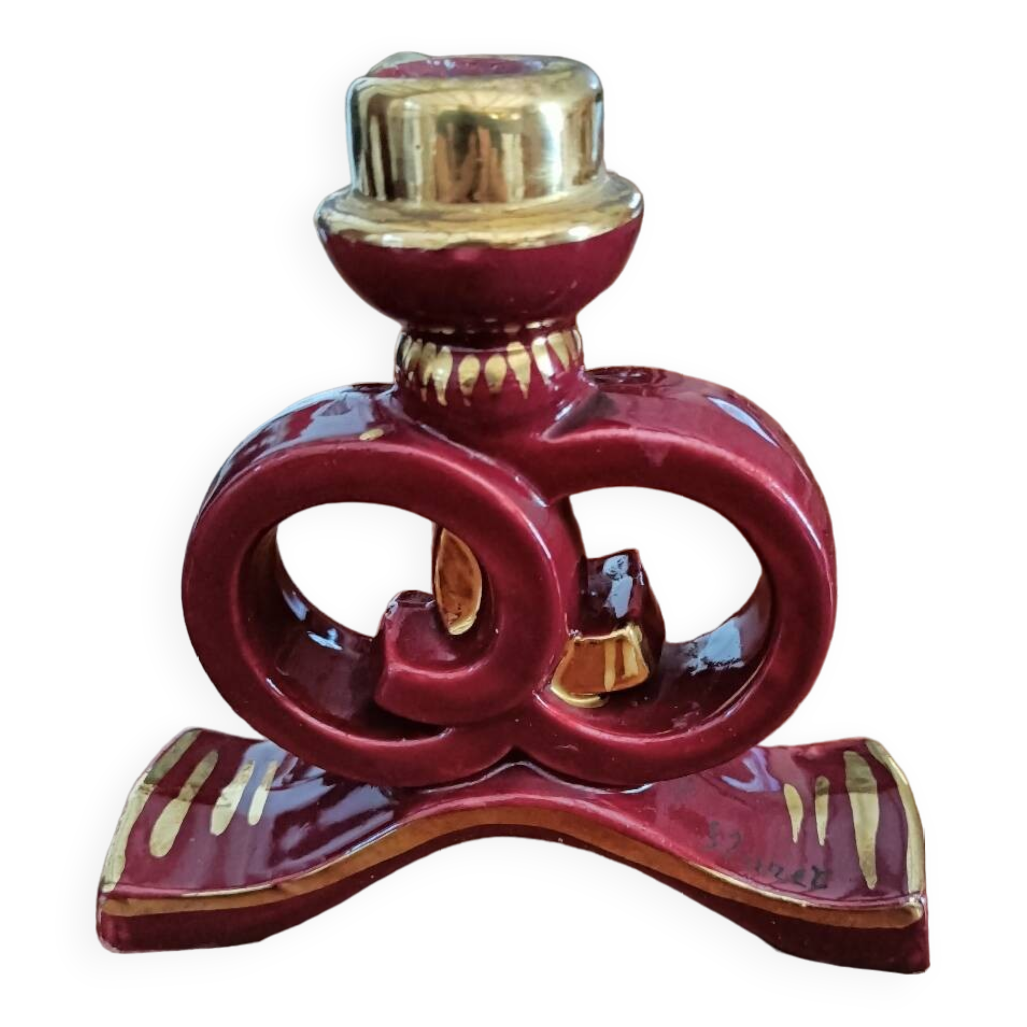 Art deco candle holder. Bordeaux