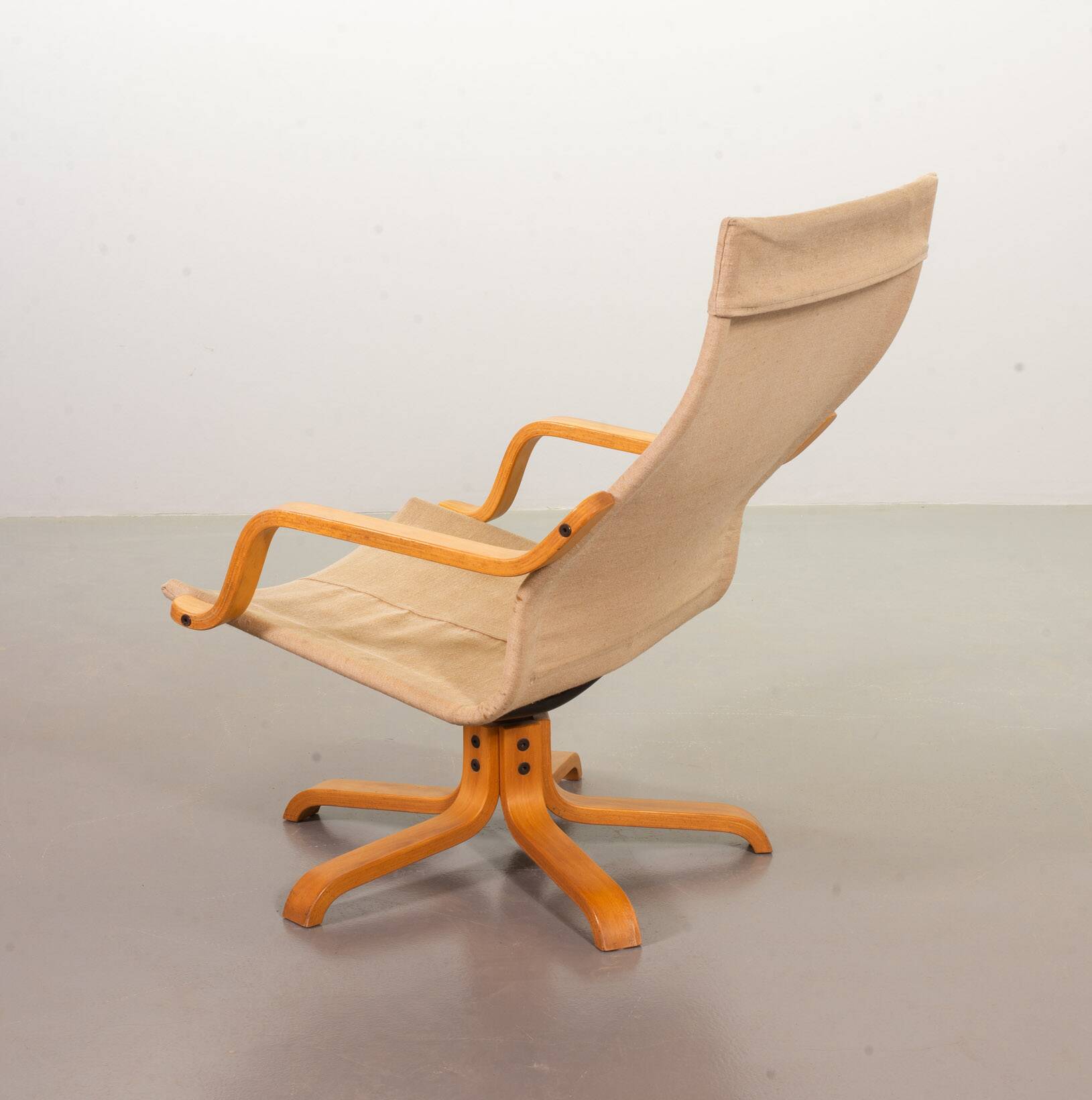 Noboru Nakamura Design Chocolate Brown Padded Leatherette Swivel Chairs 70s