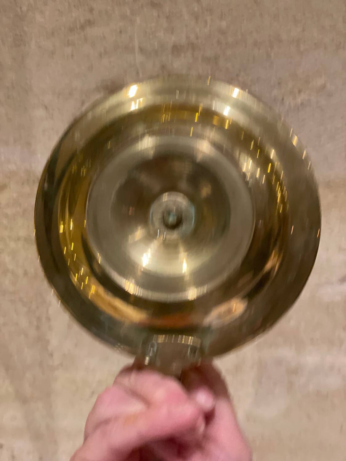 Large vintage brass cellar rat hand candlestick
