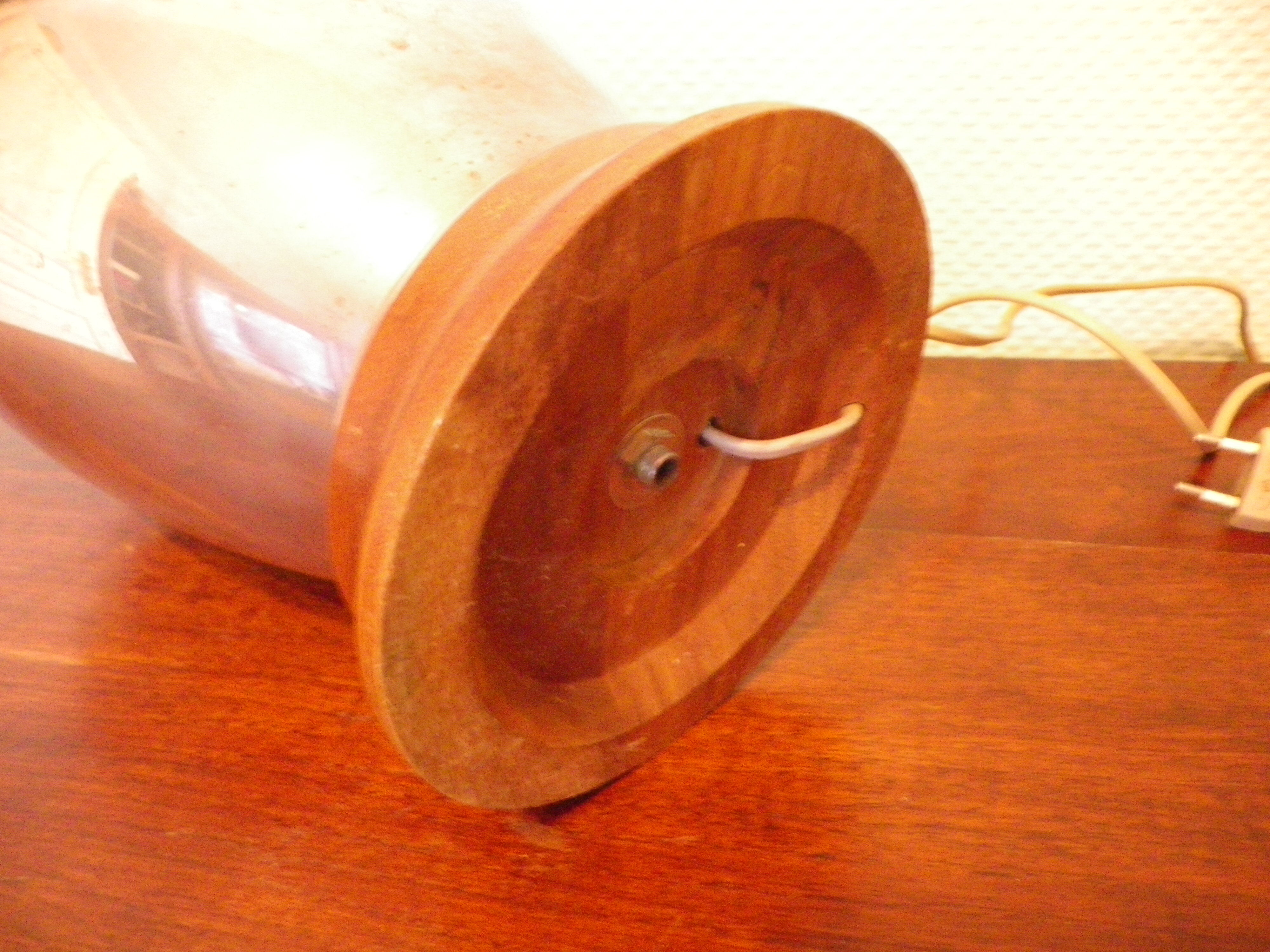 Living room mood lamp, silver metal base, wooden base, pleated lampshade