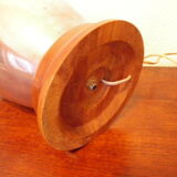 Living room mood lamp, silver metal base, wooden base, pleated lampshade