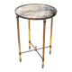 Vintage French round brass and glass side table