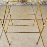 Vintage side table, 2 wooden and brass shelves, circa 1960s