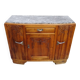 Art Deco sideboard in light walnut, grey/white marble