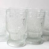 Set of 6 Mid-century Rare Pressed Glass Glasses / Libochovice / 1981