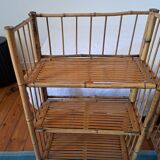 Pair of folding bamboo shelves