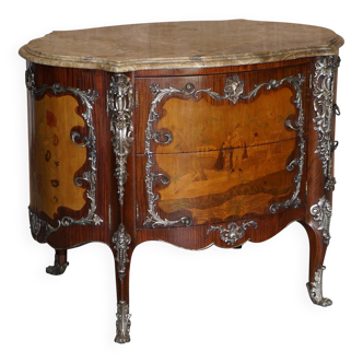 Rare buffet by Germain Landrin circa 1750 in marble and kingwood.