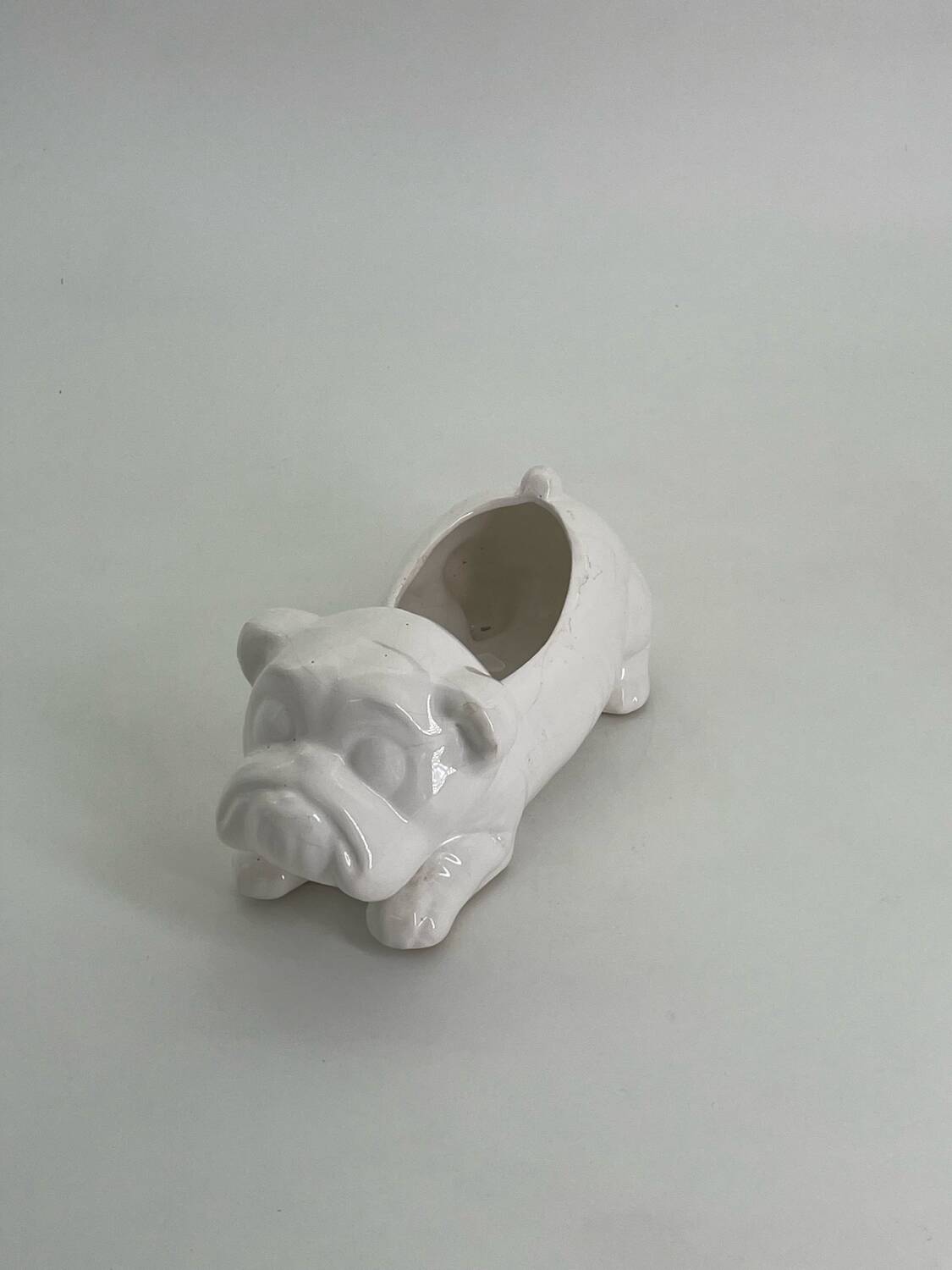 Ceramic flower pot in the shape of a dog