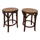 Paire de tabourets viennois bois courbe et cannage années 50