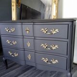Black curved chest of drawers Louis XV style