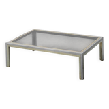 Tavolino da salotto vetro acciaio ottone anni ’70 vintage modernariato