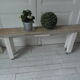 Bench in grey with wheels, bleached wood seating waxed finish