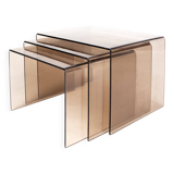 Vintage nesting tables smoked plexiglass 70