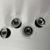Art Deco, four striped liqueur glasses on black stem circa 1930