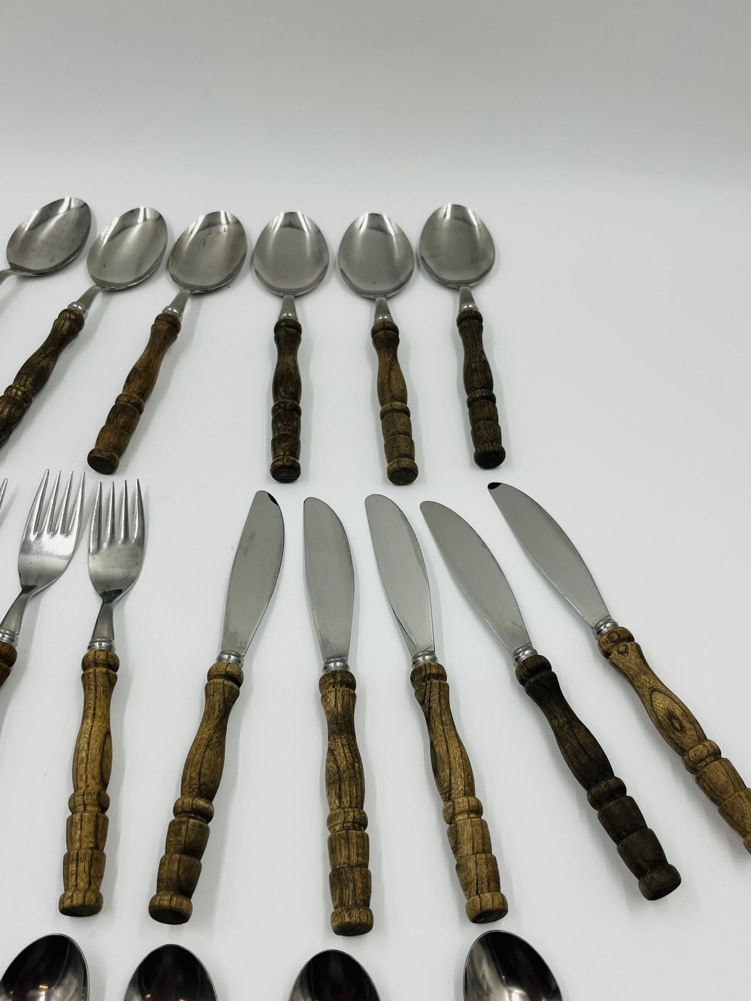 Vintage cutlery set 22 pieces wooden style handles