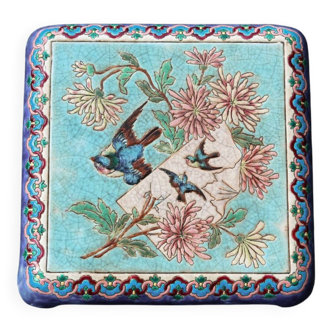 Cloisonné enamel trivet, Longwy