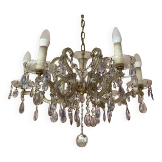 Lustre cristal vénitien Marie-Thérèse ancien rococo vintage French chandelier Louis XV 1970-80s