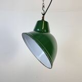 Industrial Green Enamel Factory Pendant Lamp, 1960s
