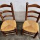 Pair of vintage Brutalist chairs made of wood and straw