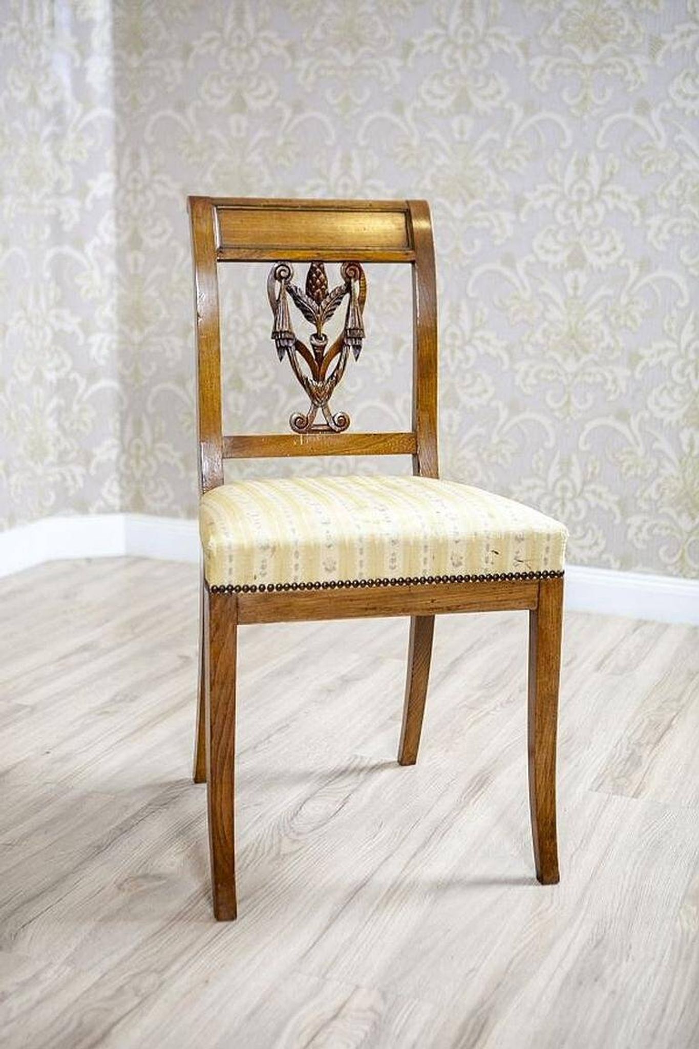 Set of 2 Ash Chairs in White Upholstery, 1950s