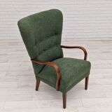 Fauteuil restauré, tissu vert bouteille
