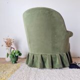 Antique crapaud armchair - green velvet