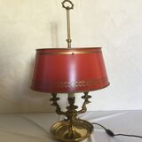 Lampe bouillotte bronze abat jour tôle rouge