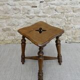 Solid wood and carved stool