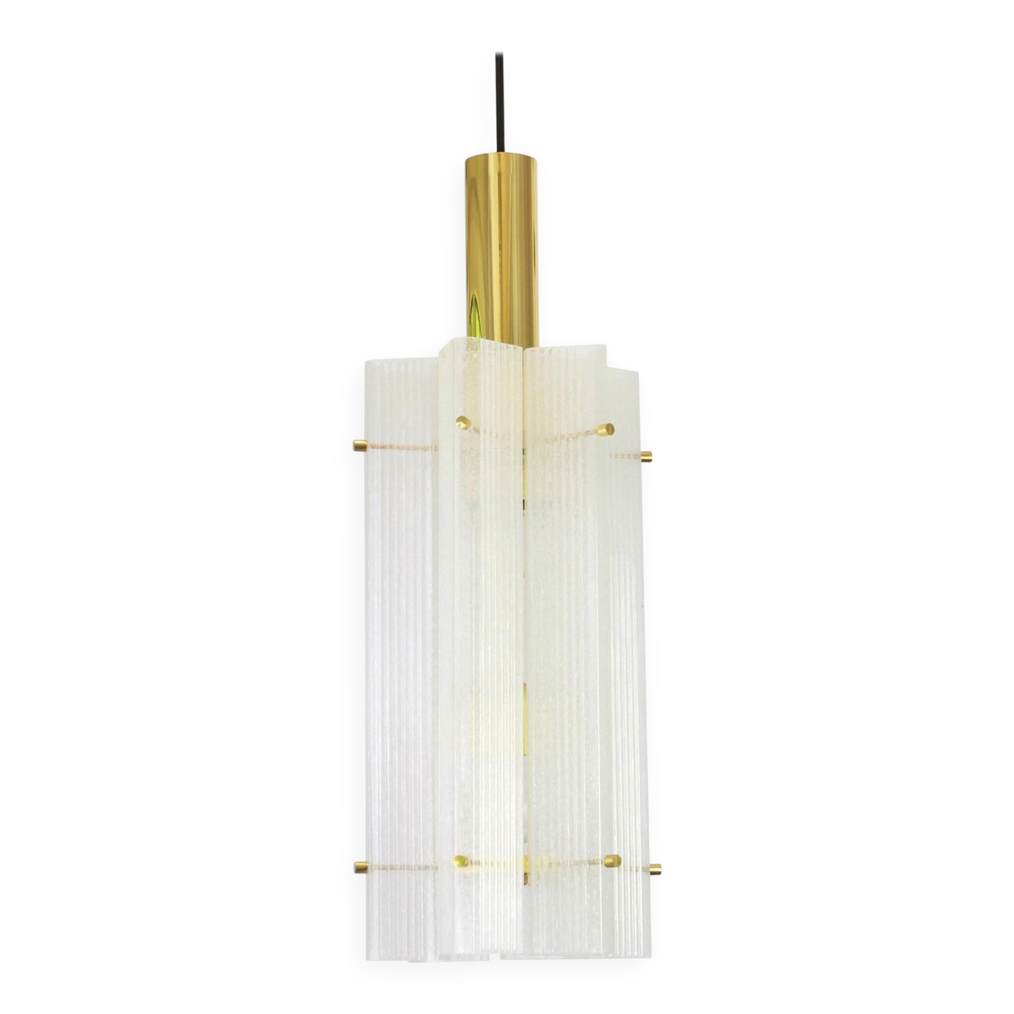 1 of 3 large Murano glass ice pendant by Limburg, Germany, 1970s