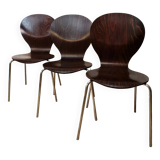 Set of stackable wooden chairs