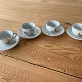 Earthenware dinette, 4 cups and 4 subcups