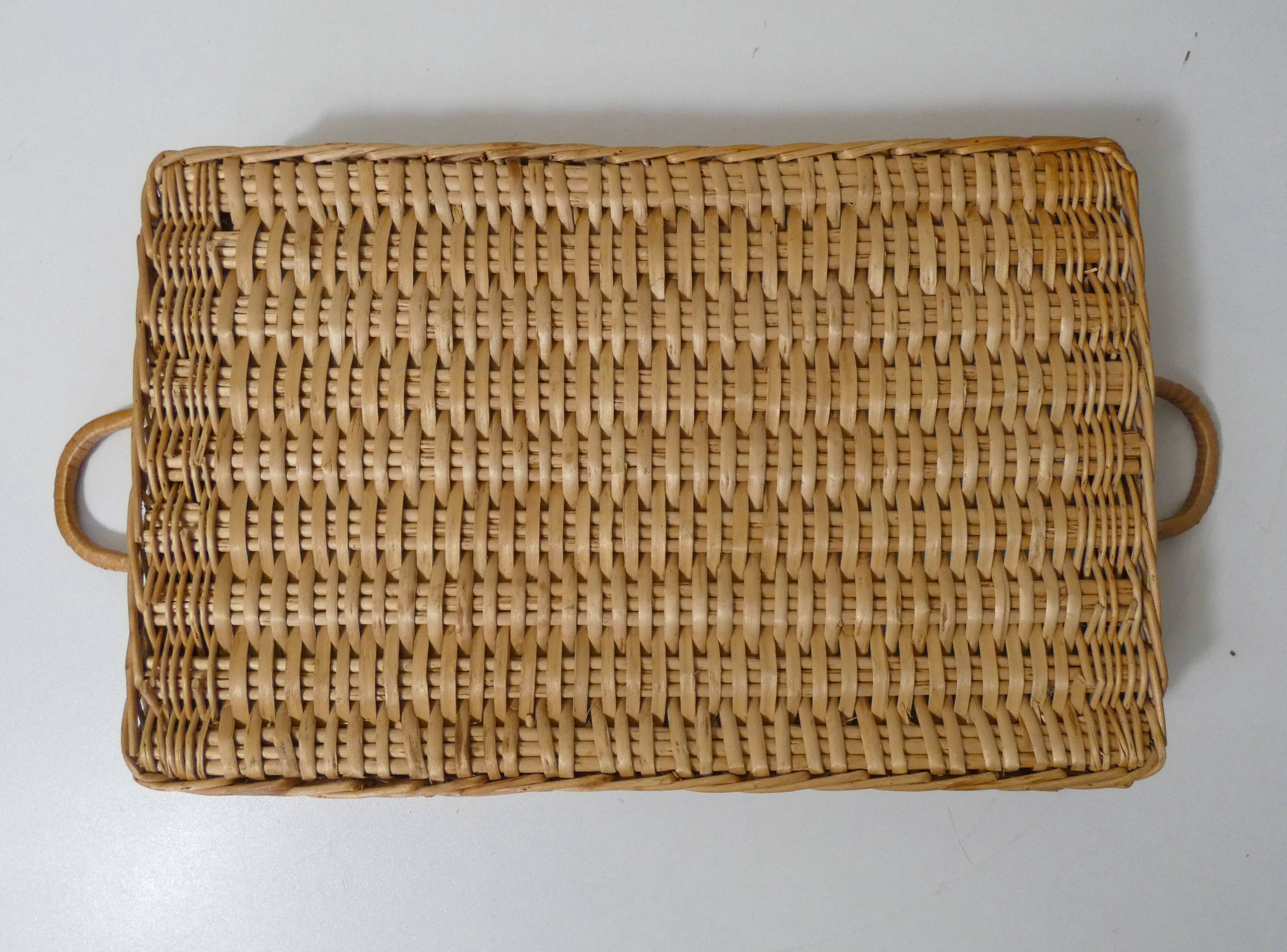 vintage rattan tray