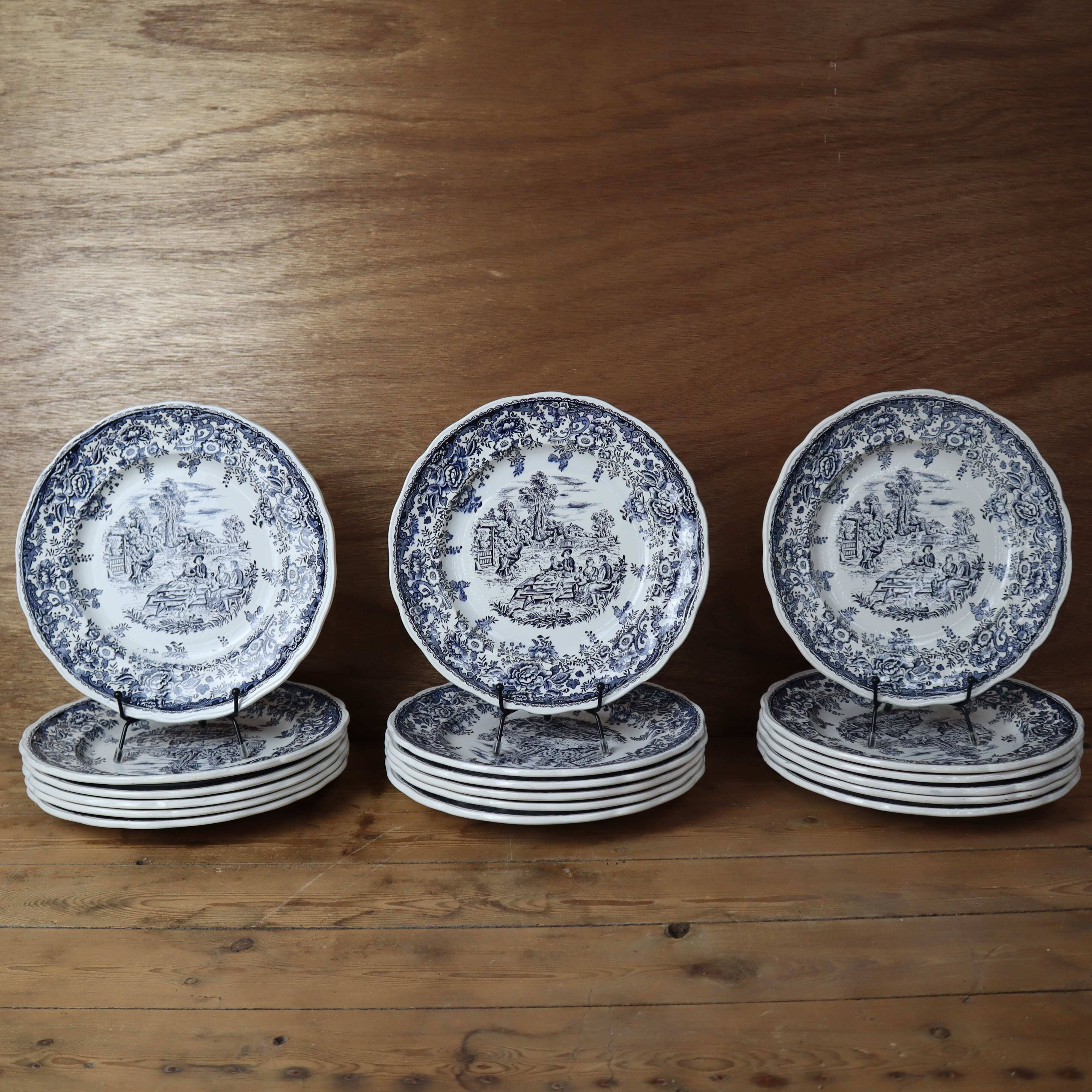 6 Flat plates stamped Lunéville KG Tradition special grand feu