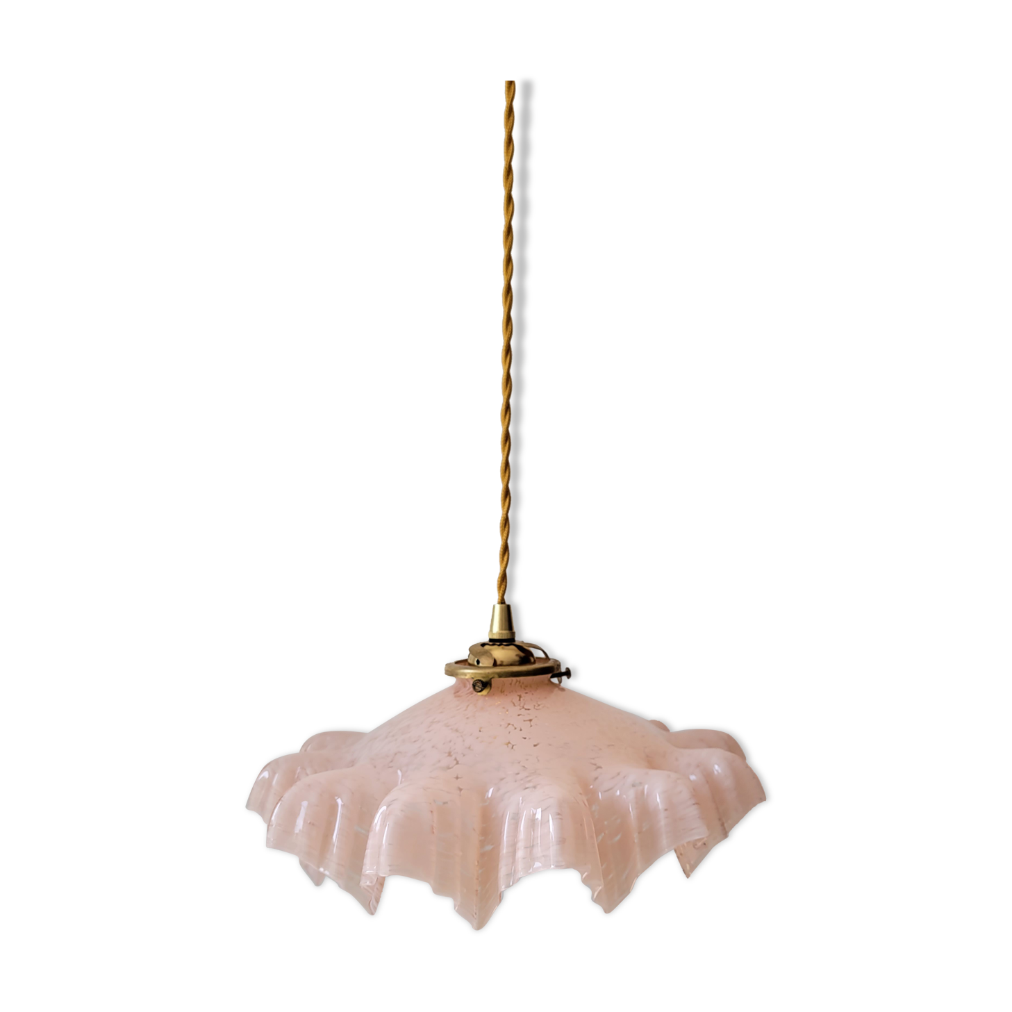 Suspension en verre de Clichy rose