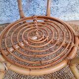 Table basse ronde en rotin vintage