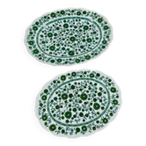 Set of 2 oval porcelain dishes Rosenthal Monbijou "Giscard" green