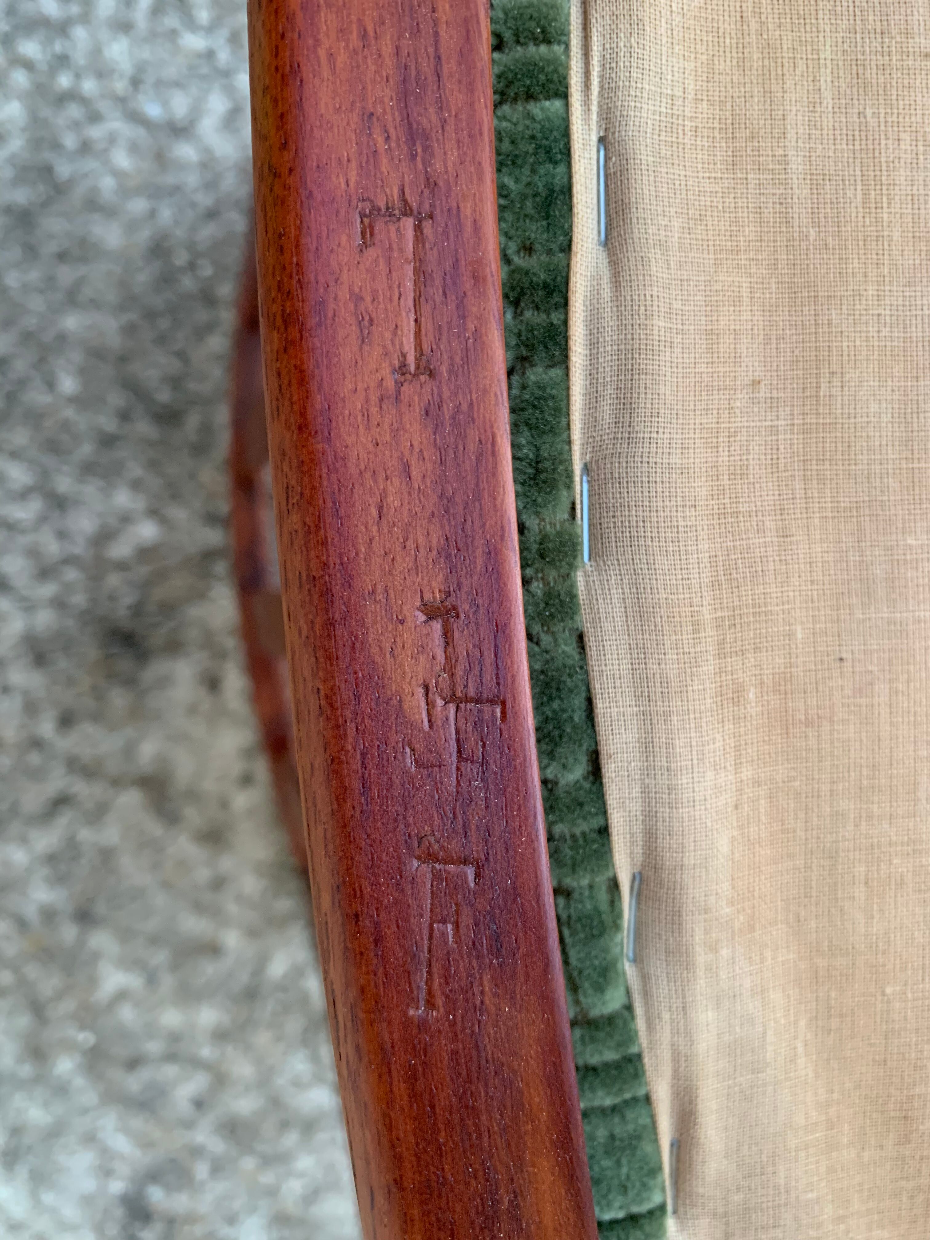 Pair of Scandinavian teak and velvet chairs 1960