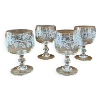 4 small vintage grape glasses