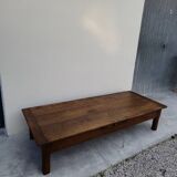 Rustic farmhouse coffee table with two drawers, solid oak, 19th century - 1.97m